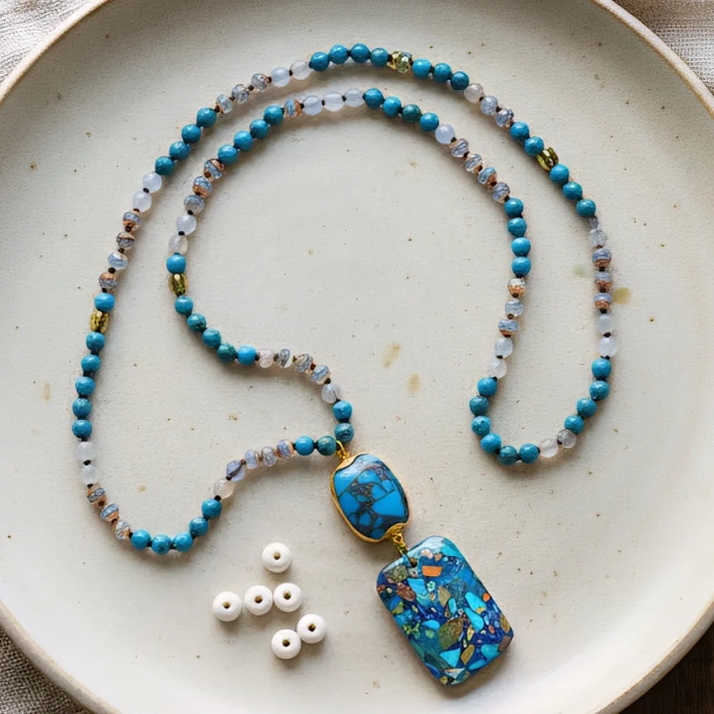 Radiant Orgonite Energy Pendant & Vibrant Crystal Beads Boho-Chic Necklace - Picture 1 of 13